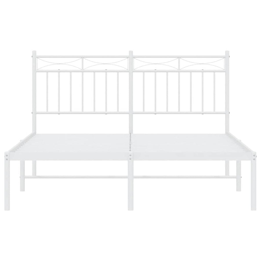 Bedframe met hoofdbord metaal wit 135x190 cm