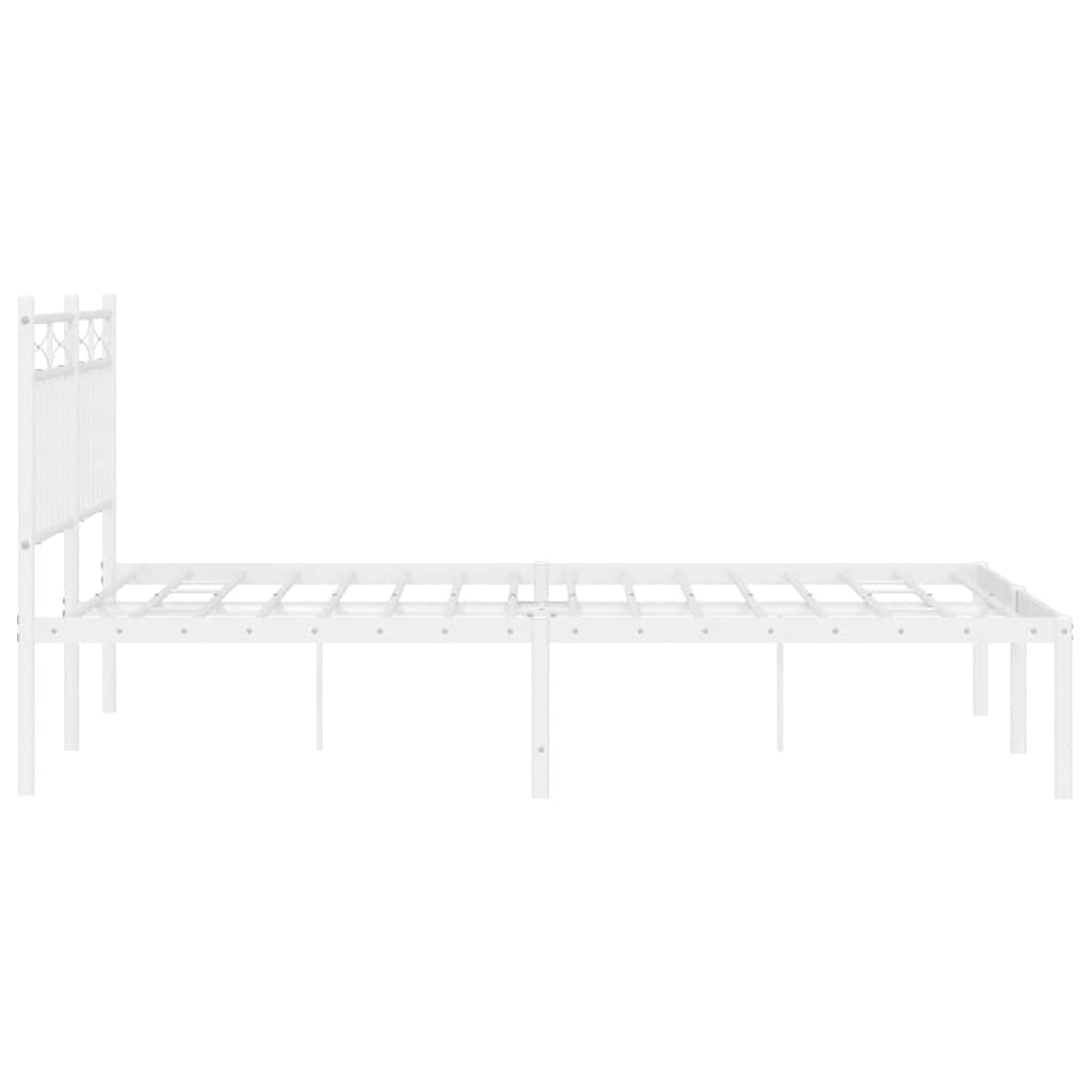 Bedframe met hoofdbord metaal wit 135x190 cm