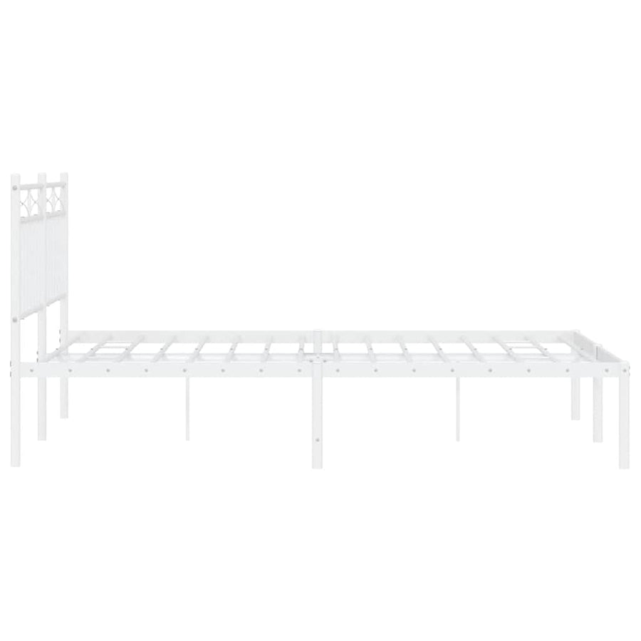 Bedframe met hoofdbord metaal wit 135x190 cm