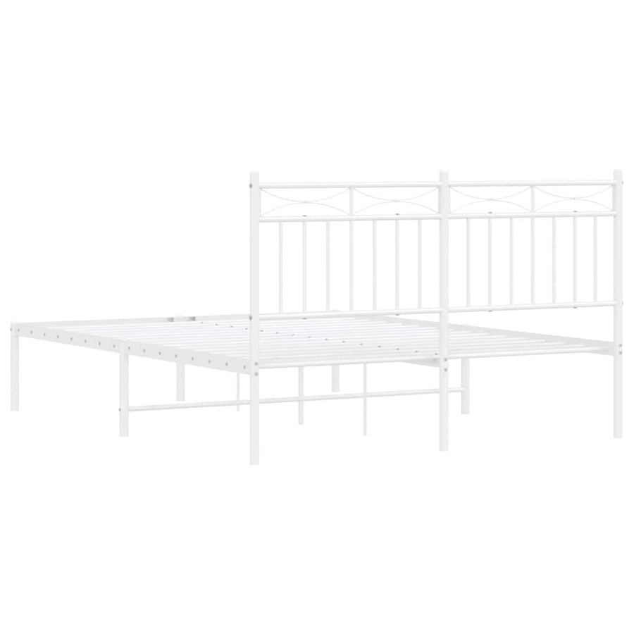 Bedframe met hoofdbord metaal wit 135x190 cm