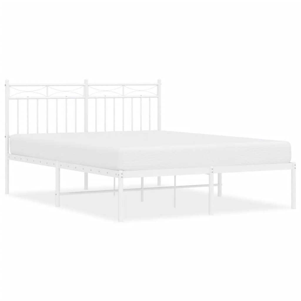 Bedframe Metaal 140x200 cm Wit met hoofdbord