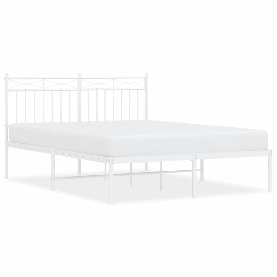 Bedframe Metaal 140x200 cm Wit met hoofdbord