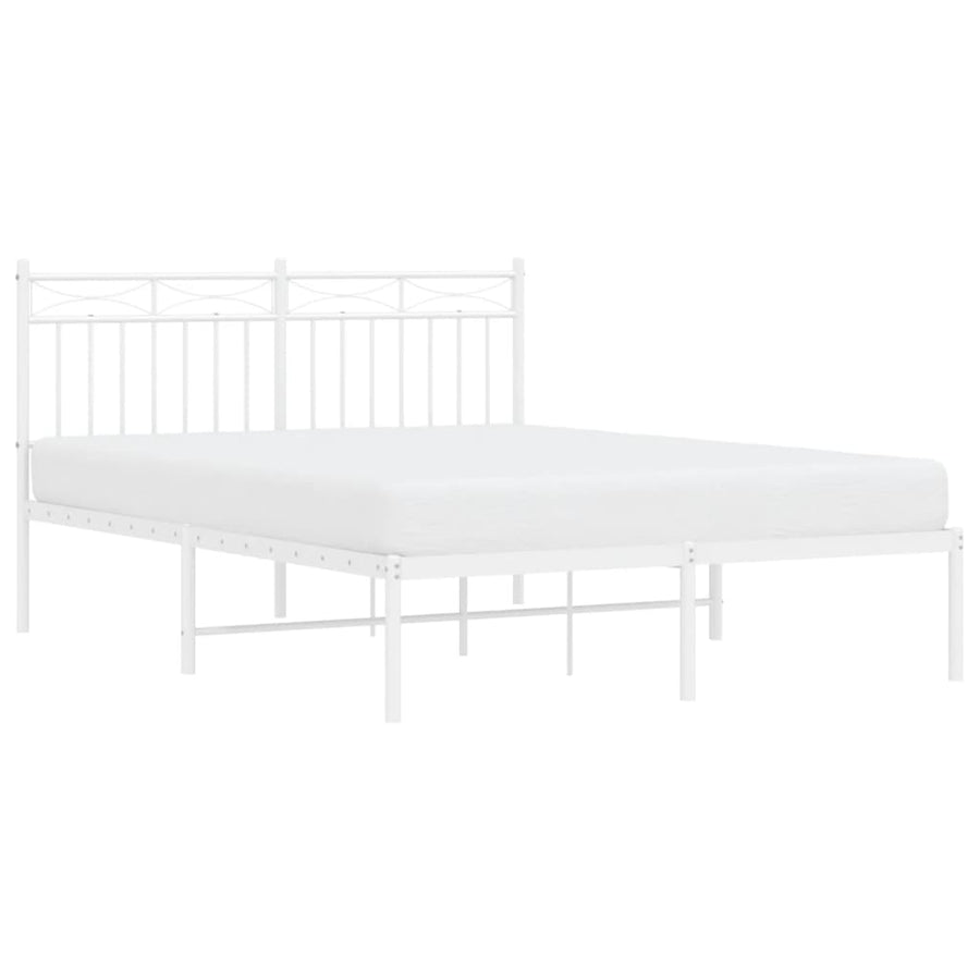 Bedframe Metaal 140x200 cm Wit met hoofdbord