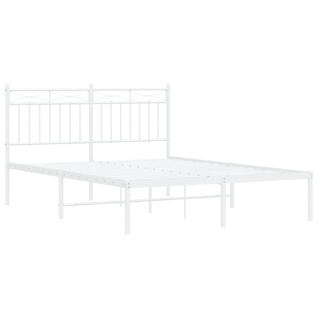 Bedframe Metaal 140x200 cm Wit met hoofdbord