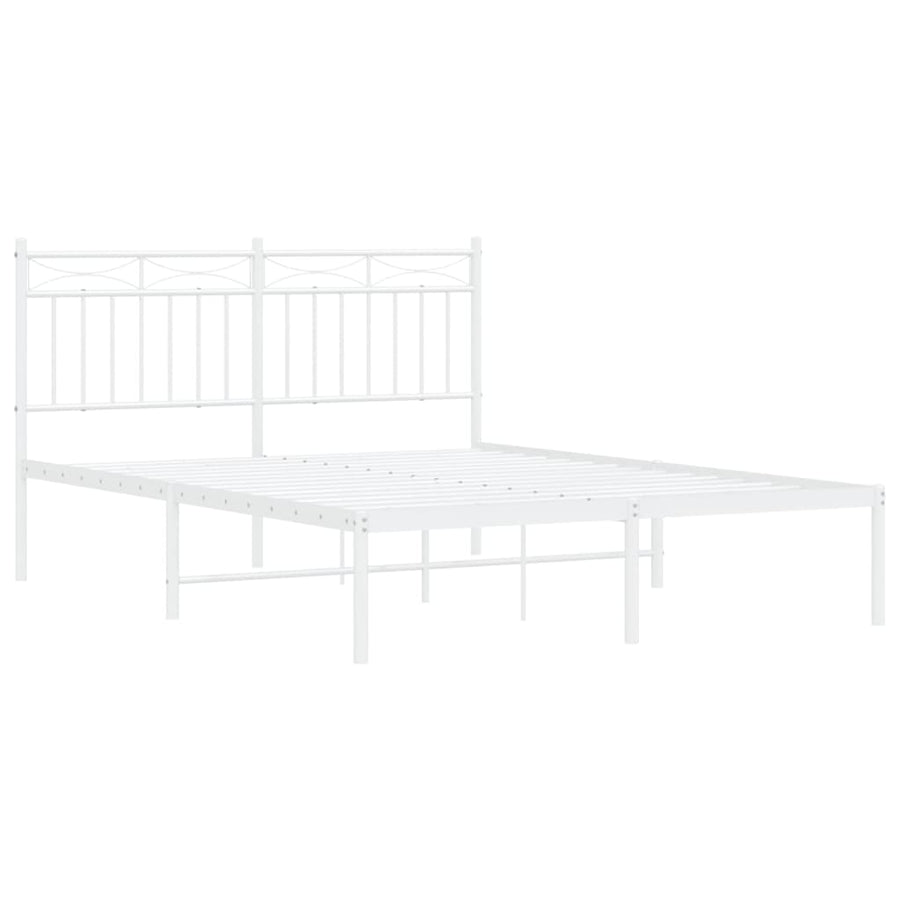 Bedframe Metaal 140x200 cm Wit met hoofdbord