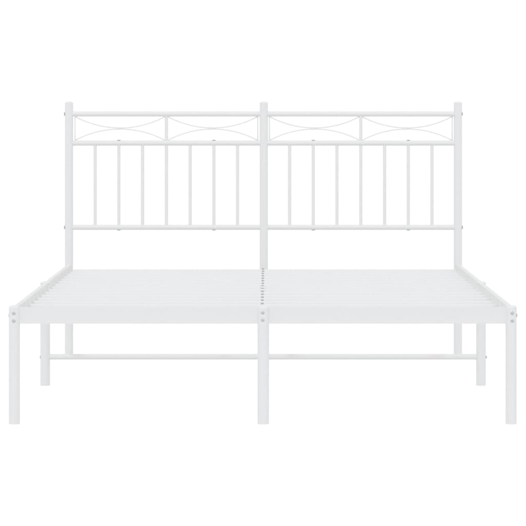 Bedframe Metaal 140x200 cm Wit met hoofdbord