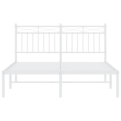 Bedframe Metaal 140x200 cm Wit met hoofdbord