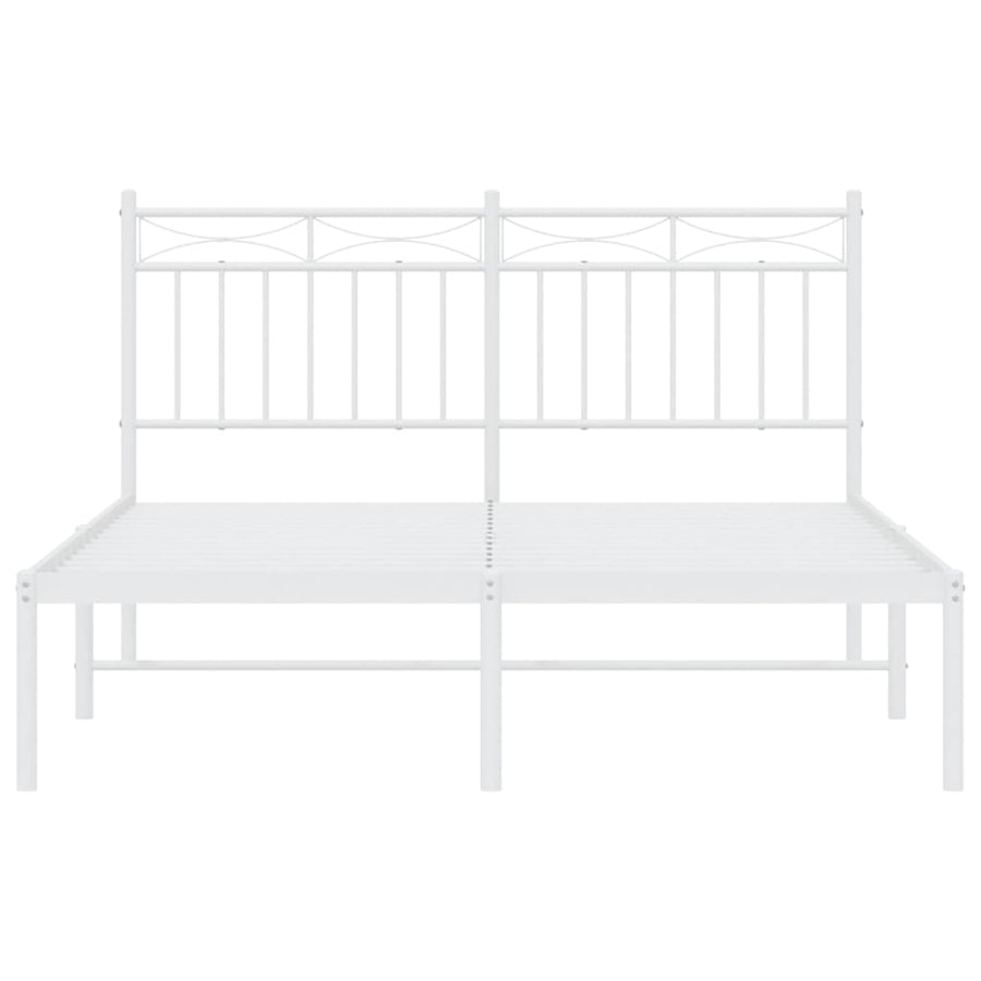 Bedframe Metaal 140x200 cm Wit met hoofdbord