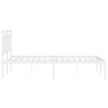Bedframe Metaal 140x200 cm Wit met hoofdbord