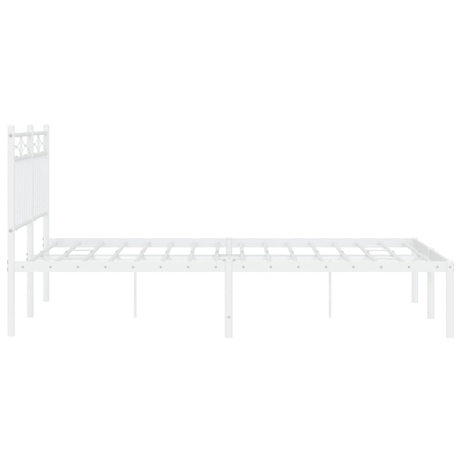 Bedframe Metaal 140x200 cm Wit met hoofdbord