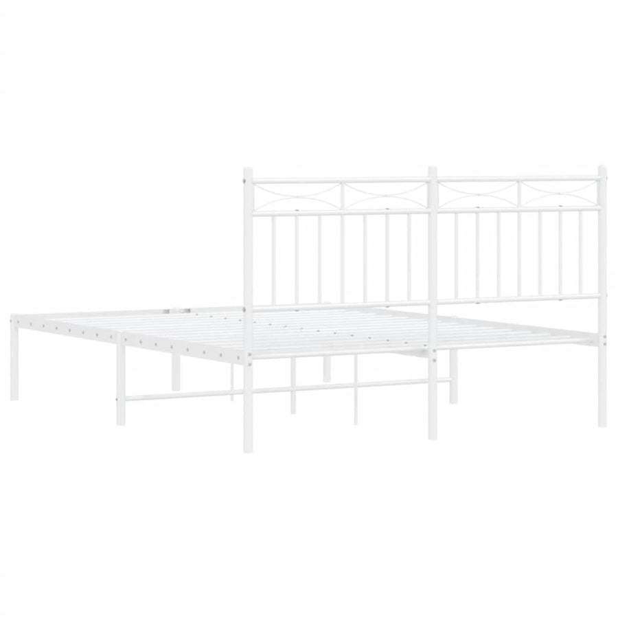 Bedframe Metaal 140x200 cm Wit met hoofdbord