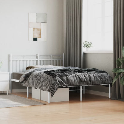Bedframe Metaal 140x200 cm Wit met hoofdbord