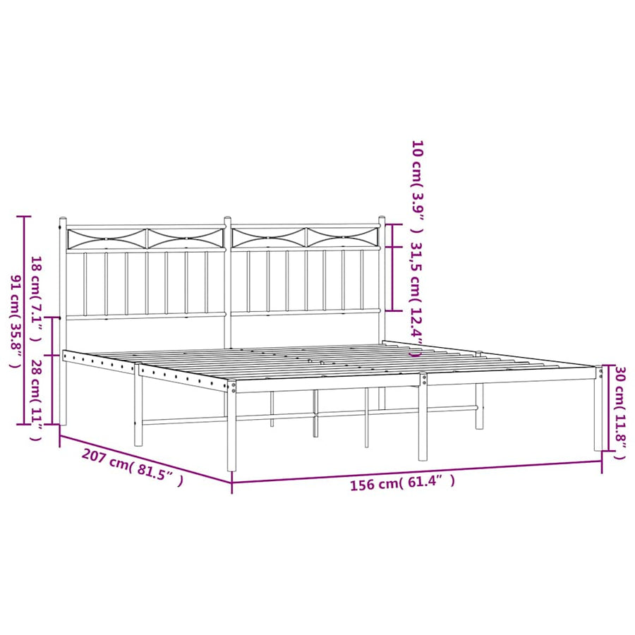 Bedframe Metaal 150 x 200 cm