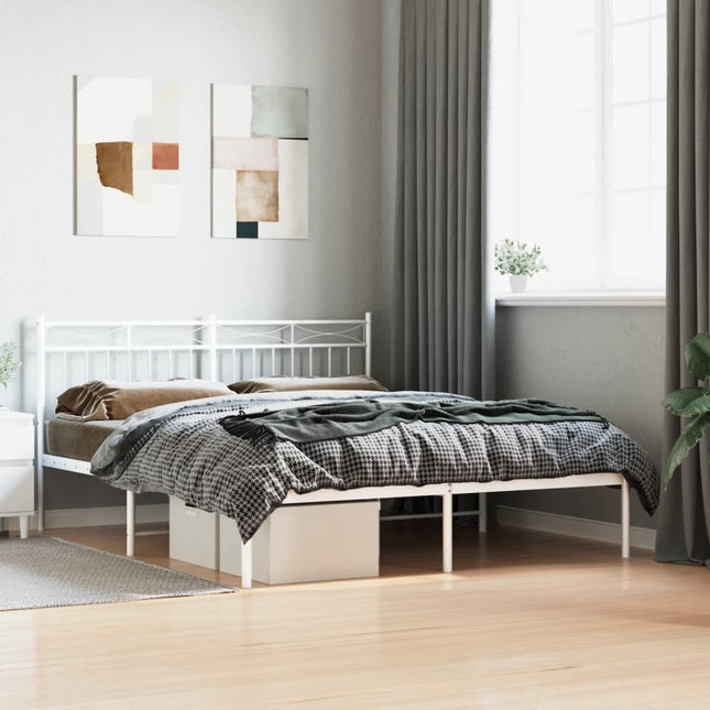 Bedframe Metaal 160x200 cm Wit met hoofdbord