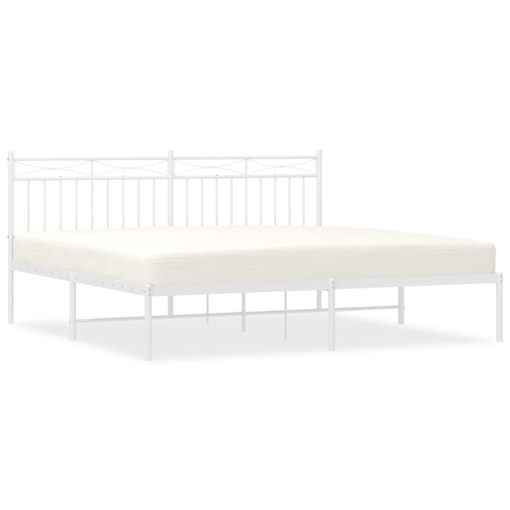 Bedframe Metaal 183x213 cm Wit met hoofdbord
