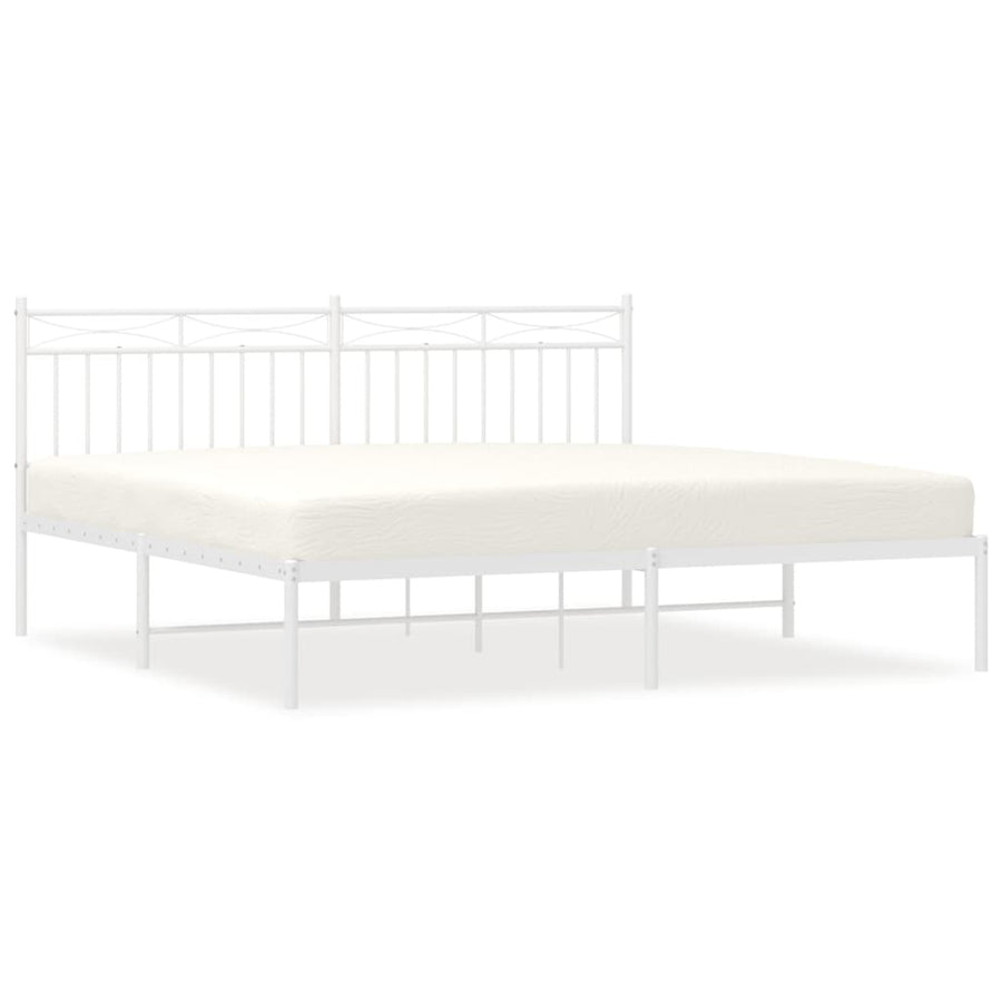 Bedframe Metaal 183x213 cm Wit met hoofdbord