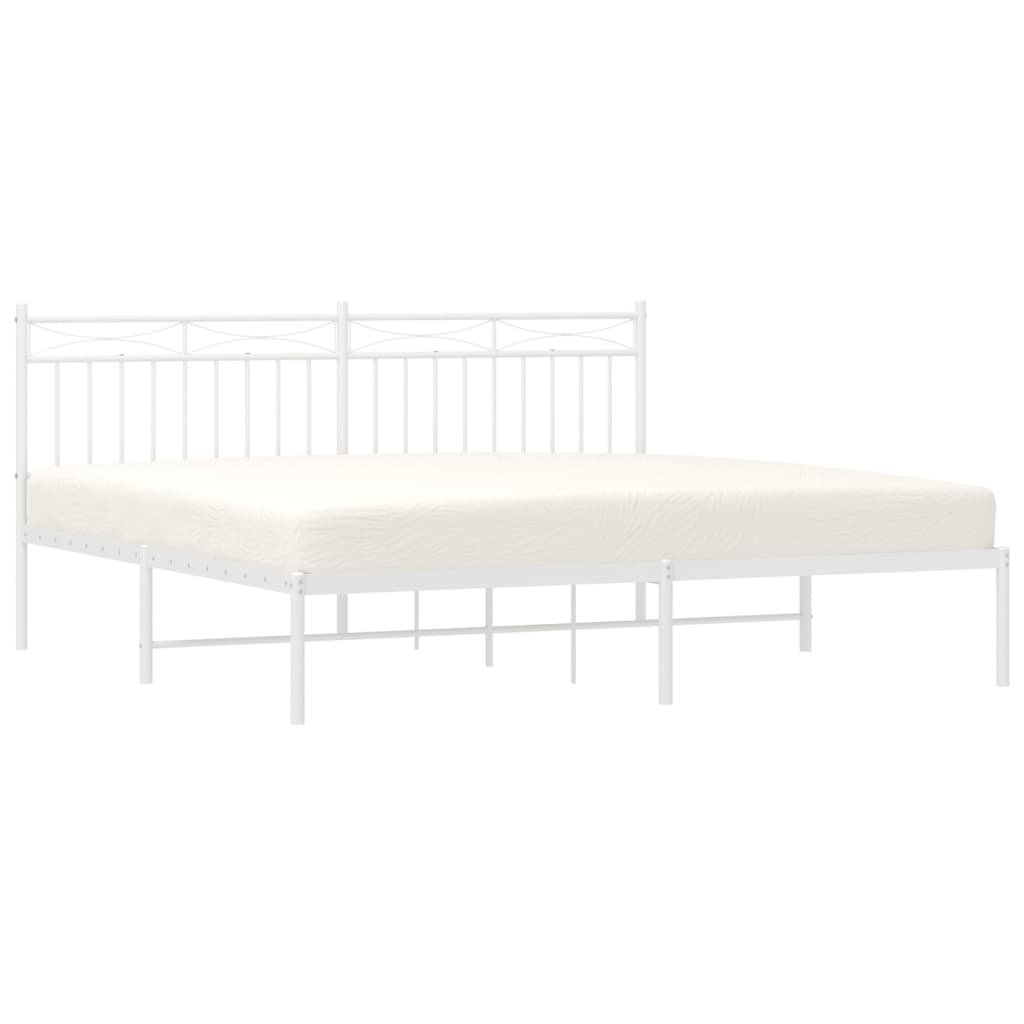 Bedframe Metaal 183x213 cm Wit met hoofdbord