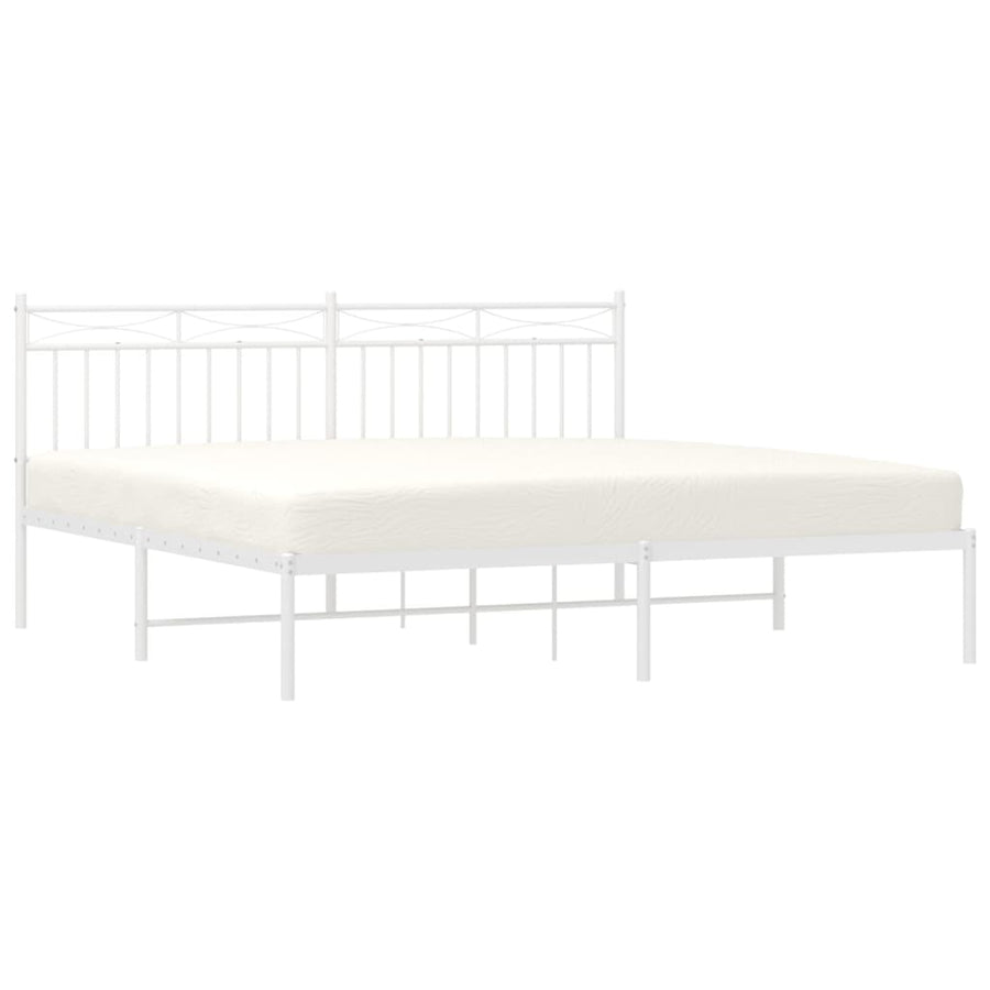 Bedframe Metaal 183x213 cm Wit met hoofdbord