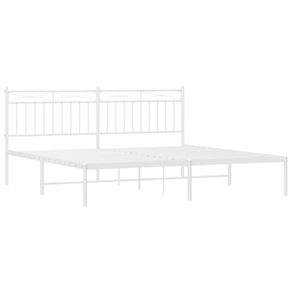 Bedframe Metaal 183x213 cm Wit met hoofdbord