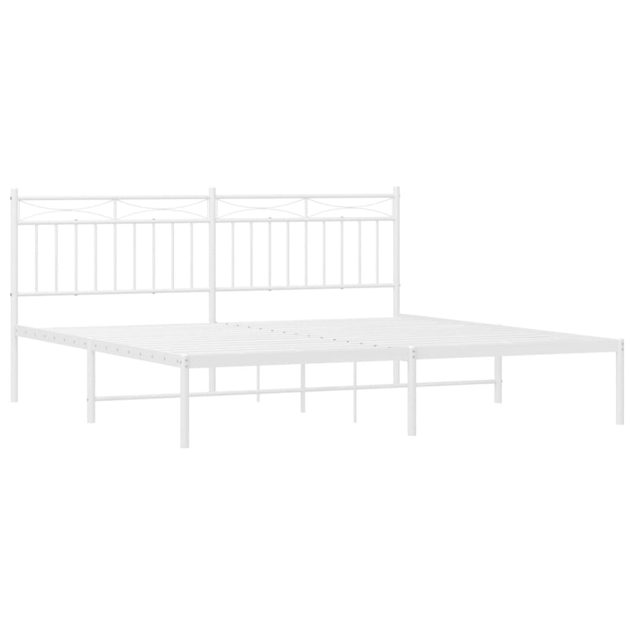 Bedframe Metaal 183x213 cm Wit met hoofdbord