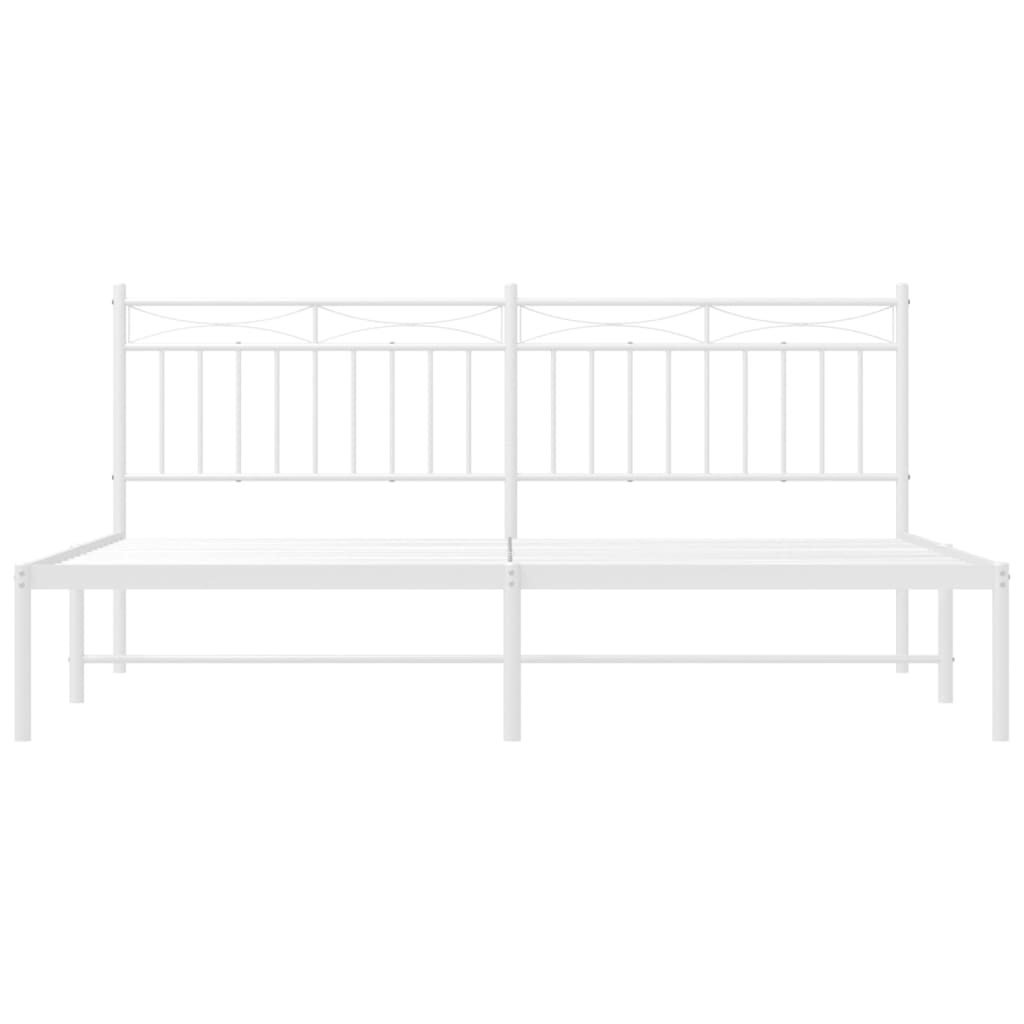 Bedframe Metaal 183x213 cm Wit met hoofdbord