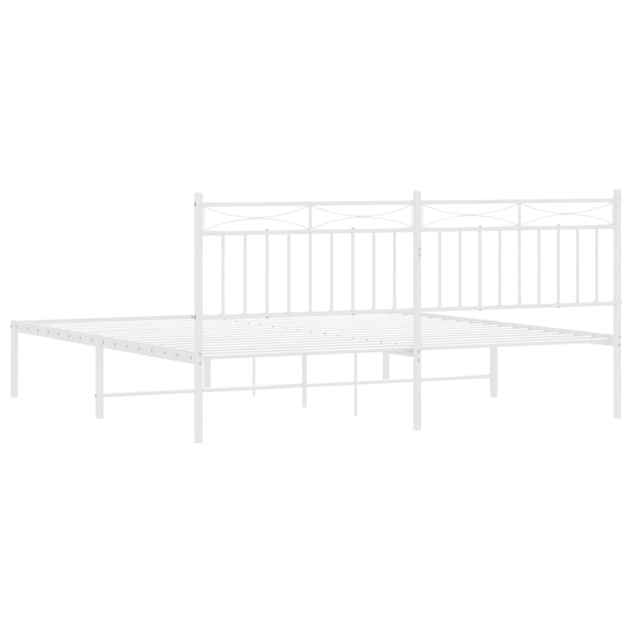 Bedframe Metaal 183x213 cm Wit met hoofdbord