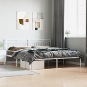 Bedframe metaal wit 183x213 cm met hoofdbord