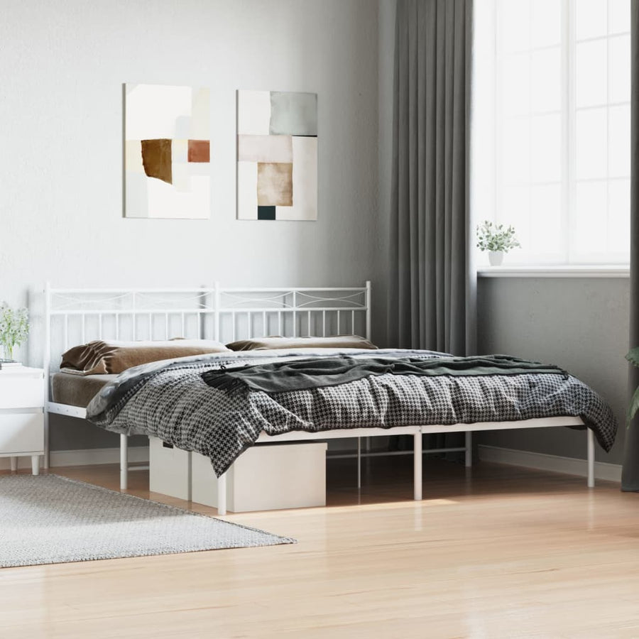 Bedframe Metaal 183x213 cm Wit met hoofdbord