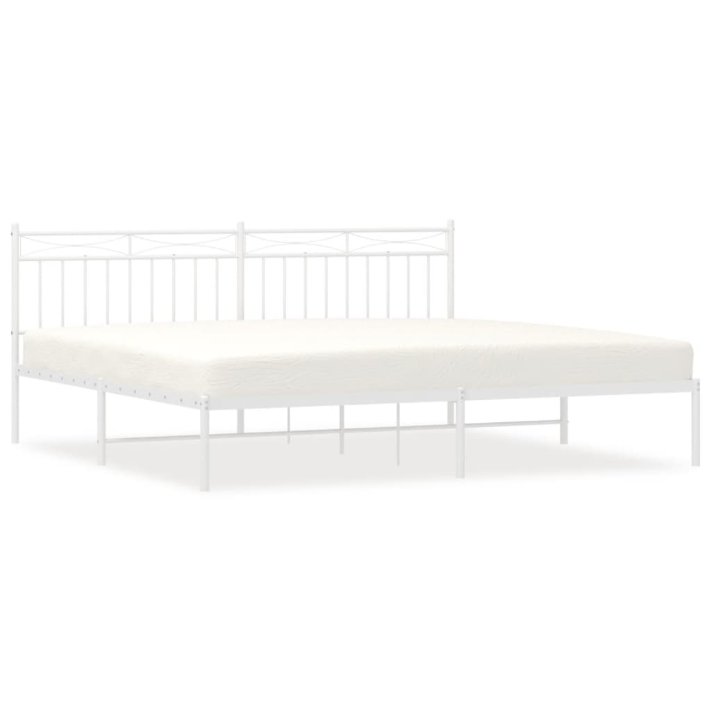 Bedframe Metaal 193x203 cm Wit met hoofdbord