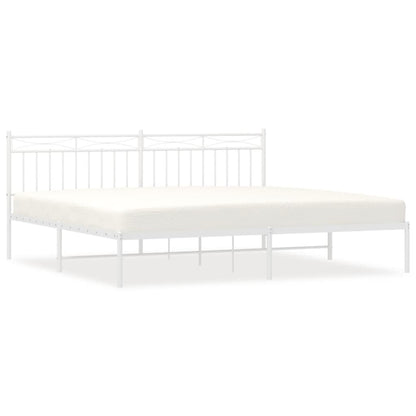Bedframe Metaal 193x203 cm Wit met hoofdbord