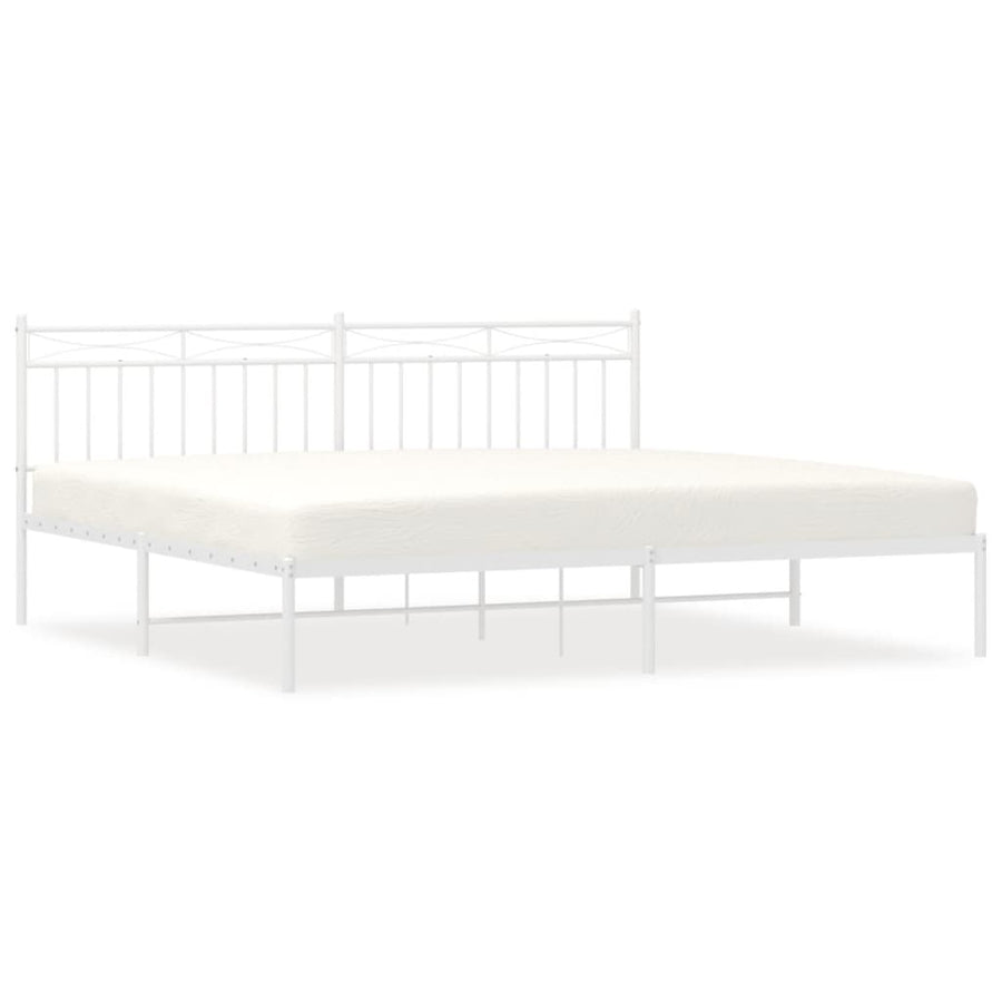Bedframe Metaal 193x203 cm Wit met hoofdbord