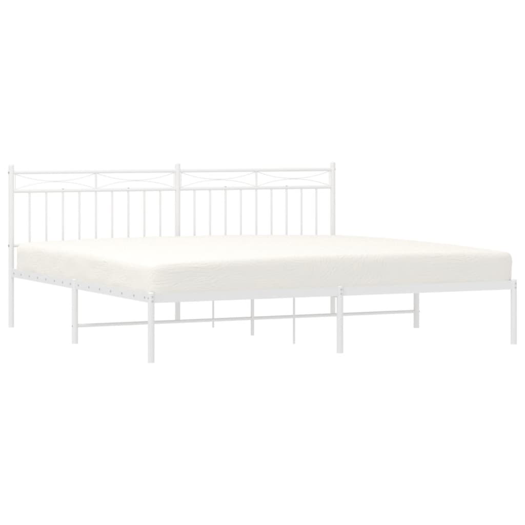Bedframe Metaal 193x203 cm Wit met hoofdbord
