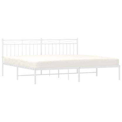 Bedframe Metaal 193x203 cm Wit met hoofdbord