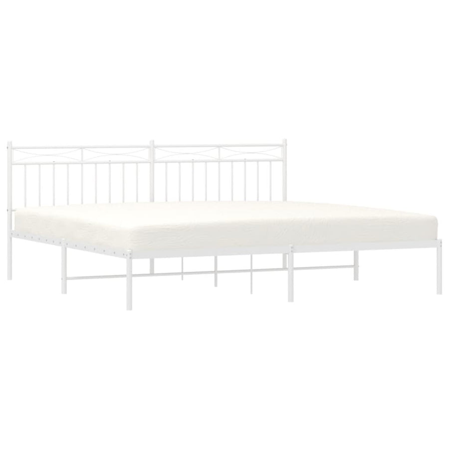 Bedframe Metaal 193x203 cm Wit met hoofdbord