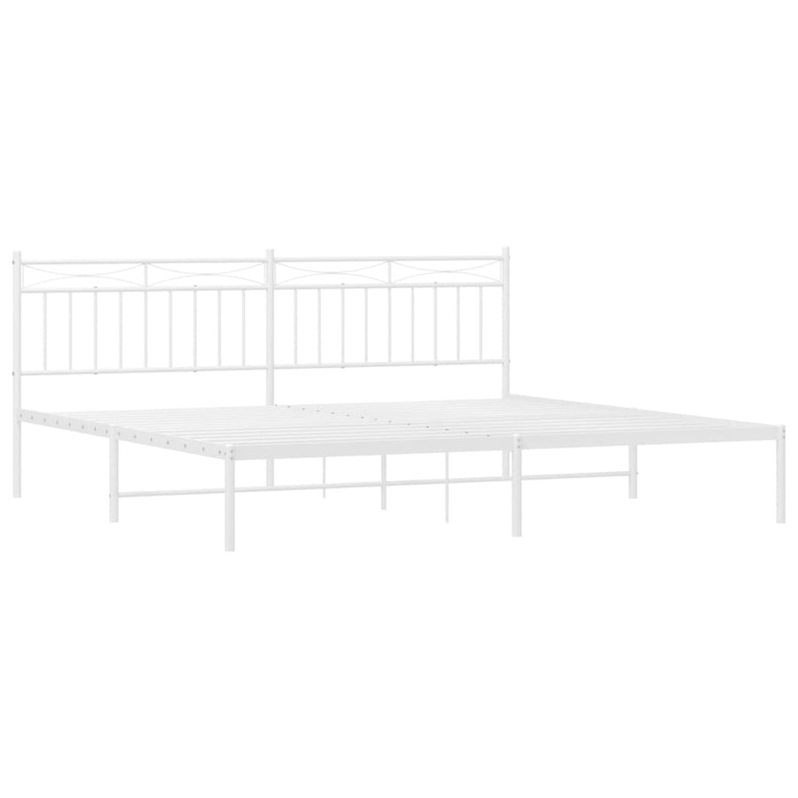 Bedframe Metaal 193x203 cm Wit met hoofdbord