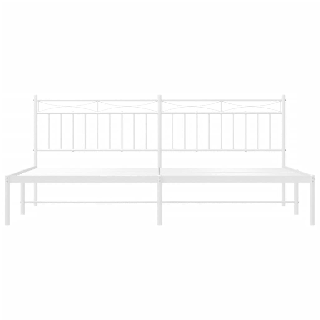 Bedframe Metaal 193x203 cm Wit met hoofdbord