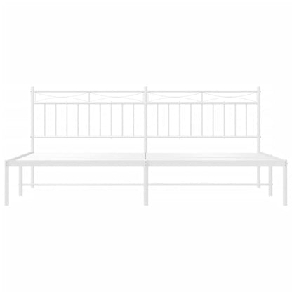 Bedframe Metaal 193x203 cm Wit met hoofdbord