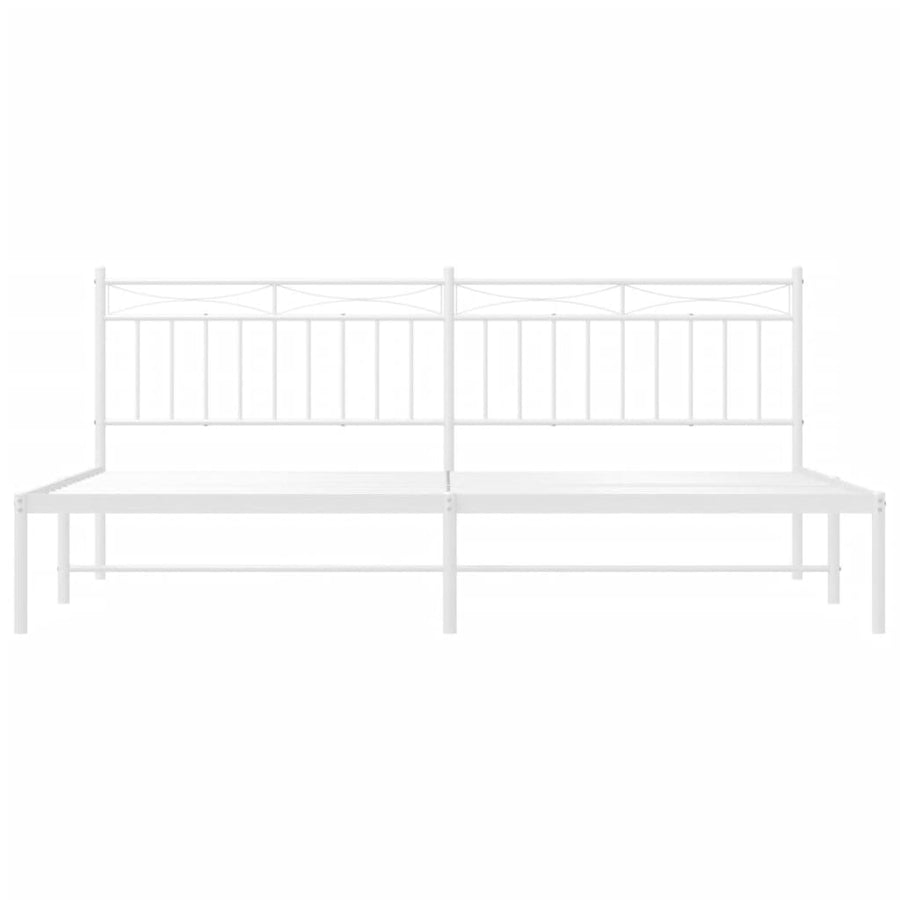 Bedframe Metaal 193x203 cm Wit met hoofdbord