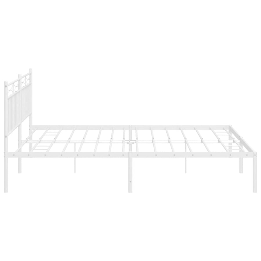 Bedframe Metaal 193x203 cm Wit met hoofdbord