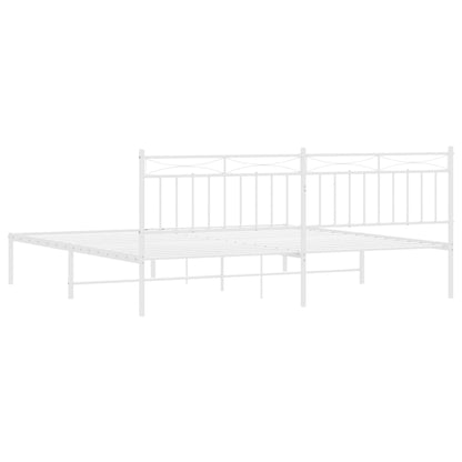 Bedframe Metaal 193x203 cm Wit met hoofdbord