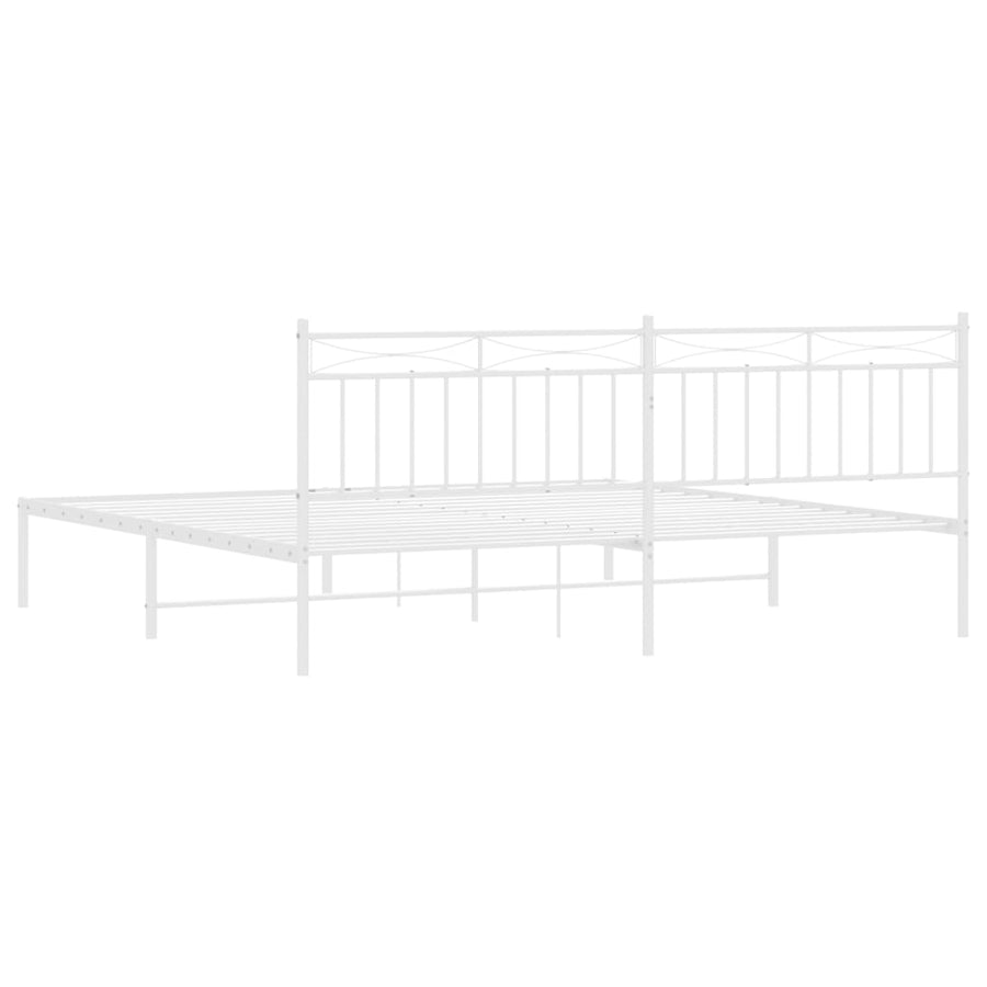 Bedframe Metaal 193x203 cm Wit met hoofdbord