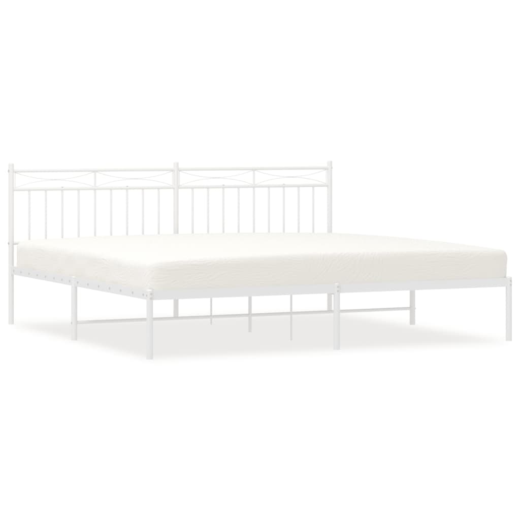 Bedframe Metaal 200x200 cm Wit met hoofdbord
