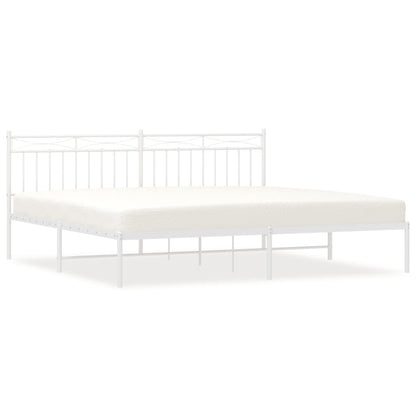 Bedframe Metaal 200x200 cm Wit met hoofdbord