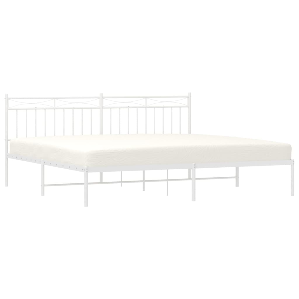 Bedframe Metaal 200x200 cm Wit met hoofdbord