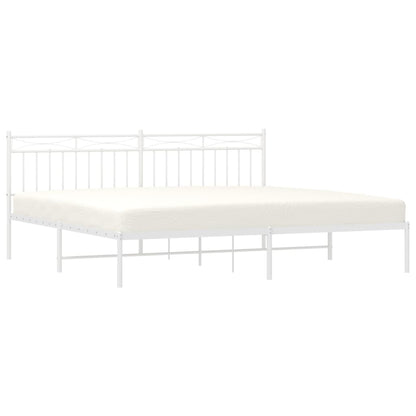 Bedframe Metaal 200x200 cm Wit met hoofdbord