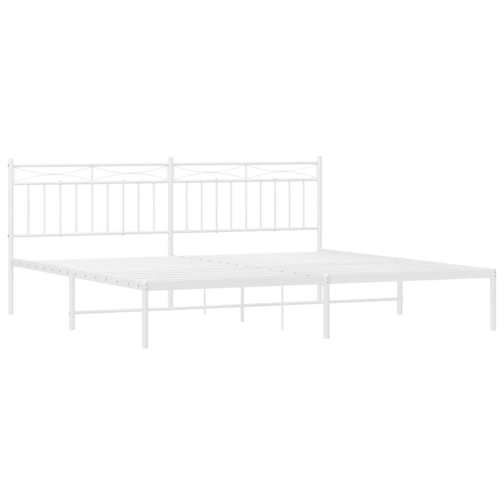 Bedframe Metaal 200x200 cm Wit met hoofdbord