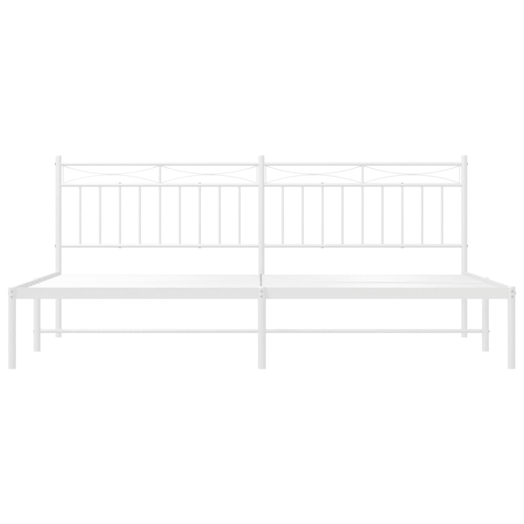 Bedframe Metaal 200x200 cm Wit met hoofdbord