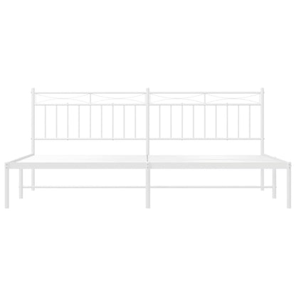 Bedframe Metaal 200x200 cm Wit met hoofdbord