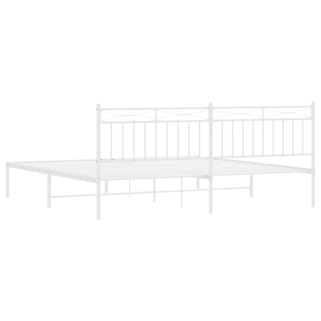 Bedframe Metaal 200x200 cm Wit met hoofdbord