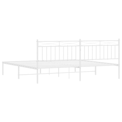 Bedframe Metaal 200x200 cm Wit met hoofdbord